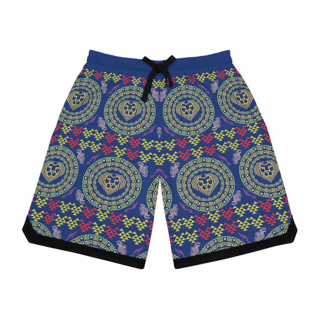 Royal Blue Lion Head Basketball Rib Shorts (AOP)