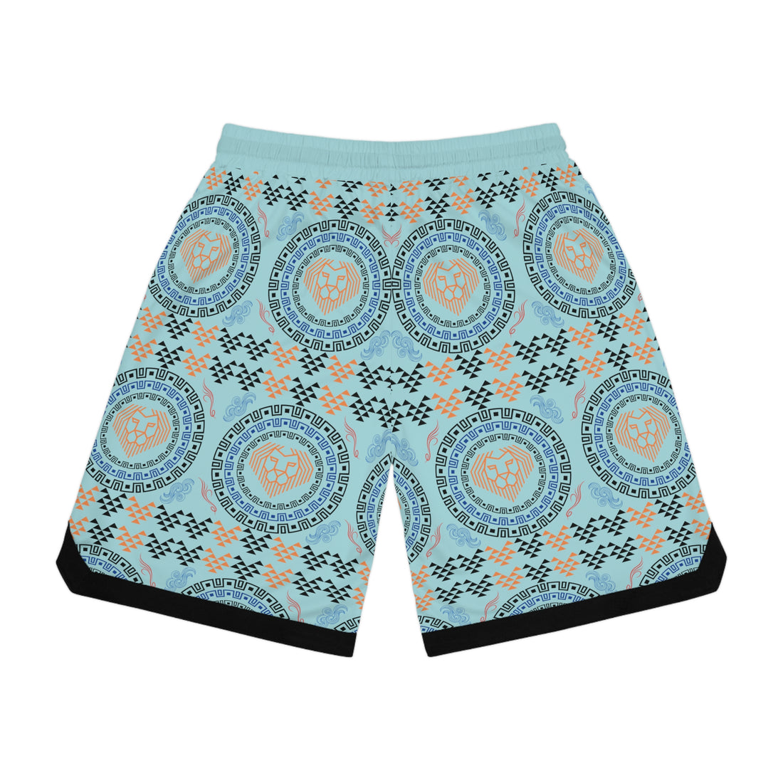 Icy Blue Lion Head Basketball Rib Shorts (AOP)