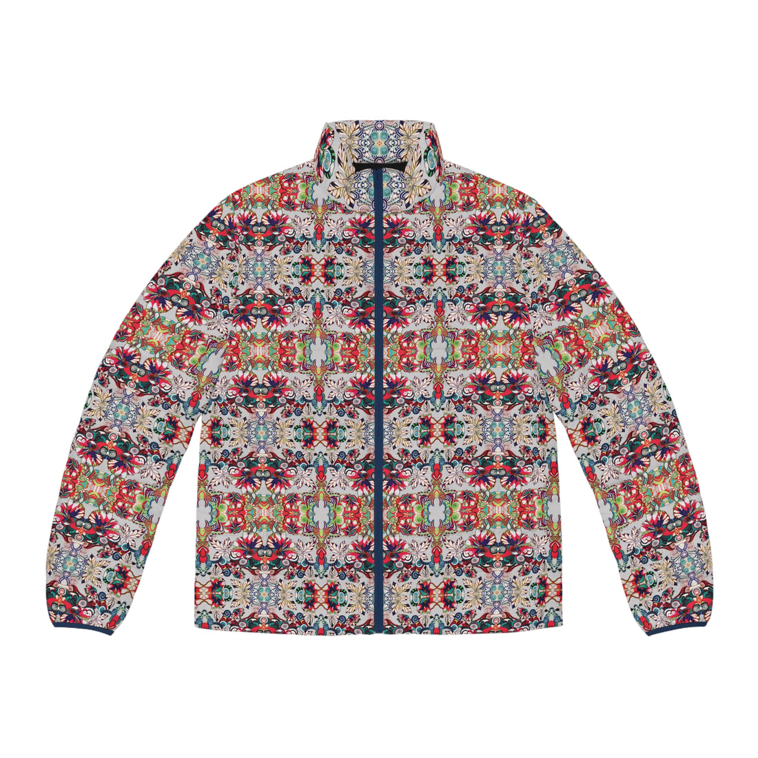 Slate Artsy Floral Pop Men's Puffer Jacket