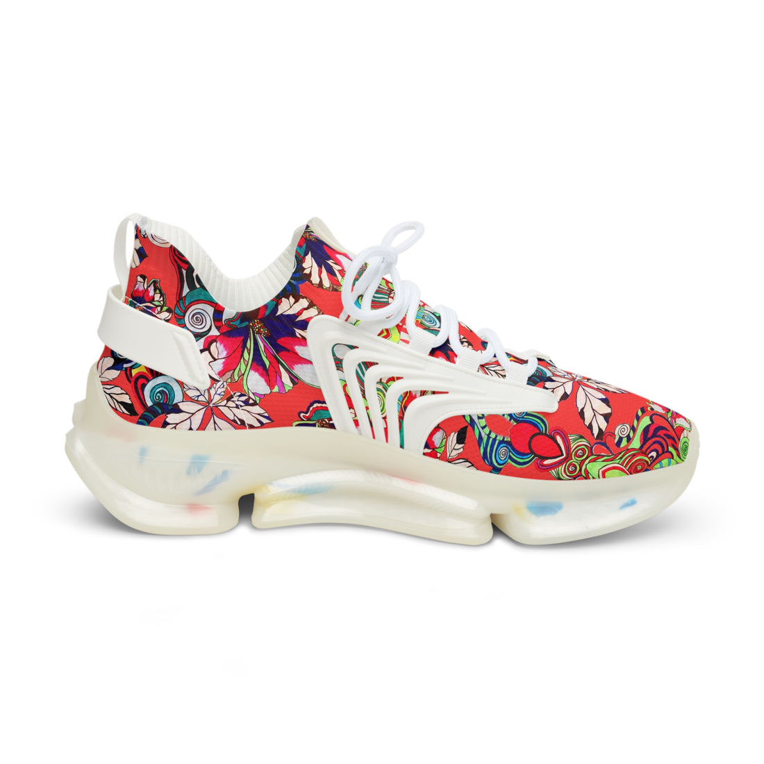 Vermillion Floral Pop OTT Men's Mesh Knit Sneakers