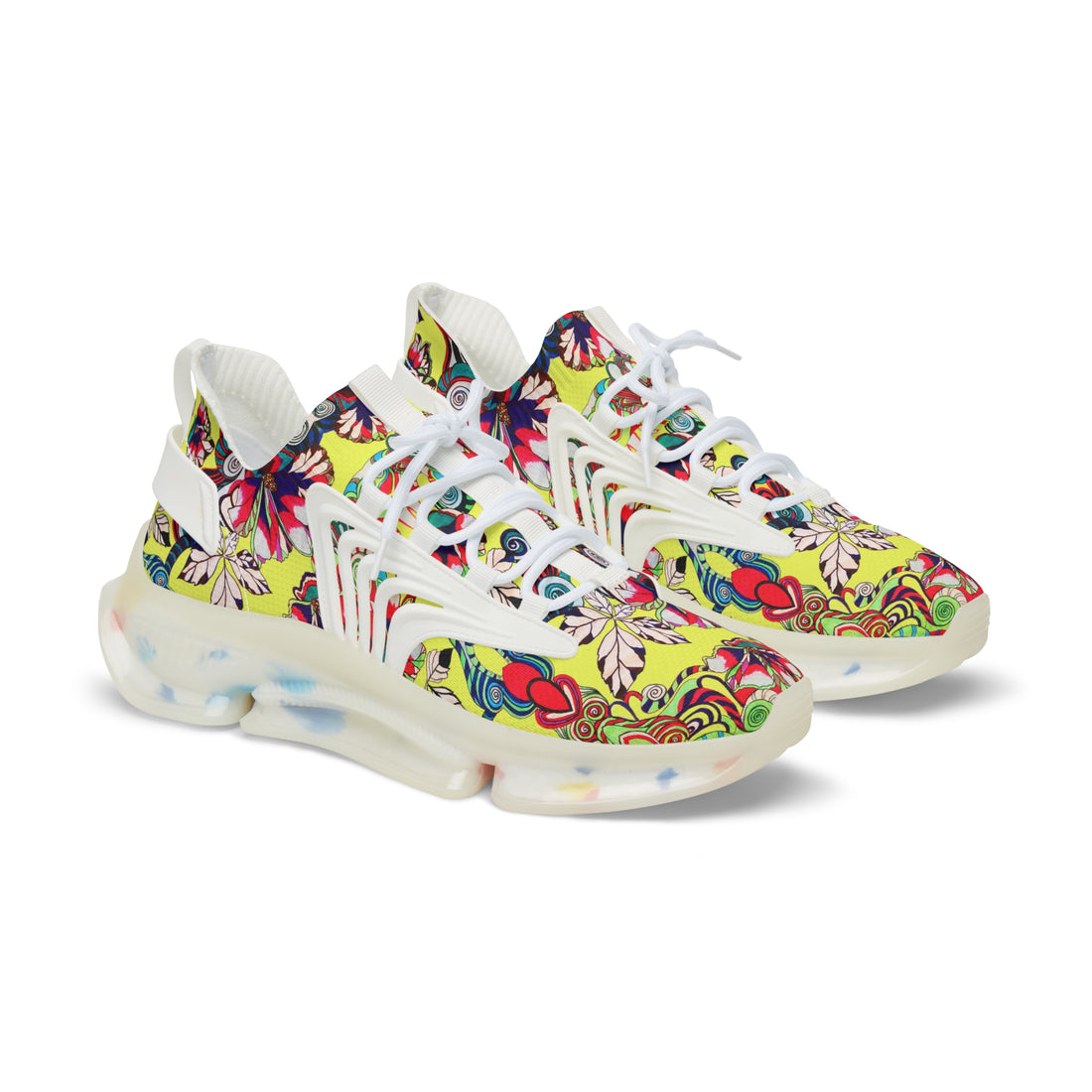 Canary Floral Pop OTT Men's Mesh Knit Sneakers