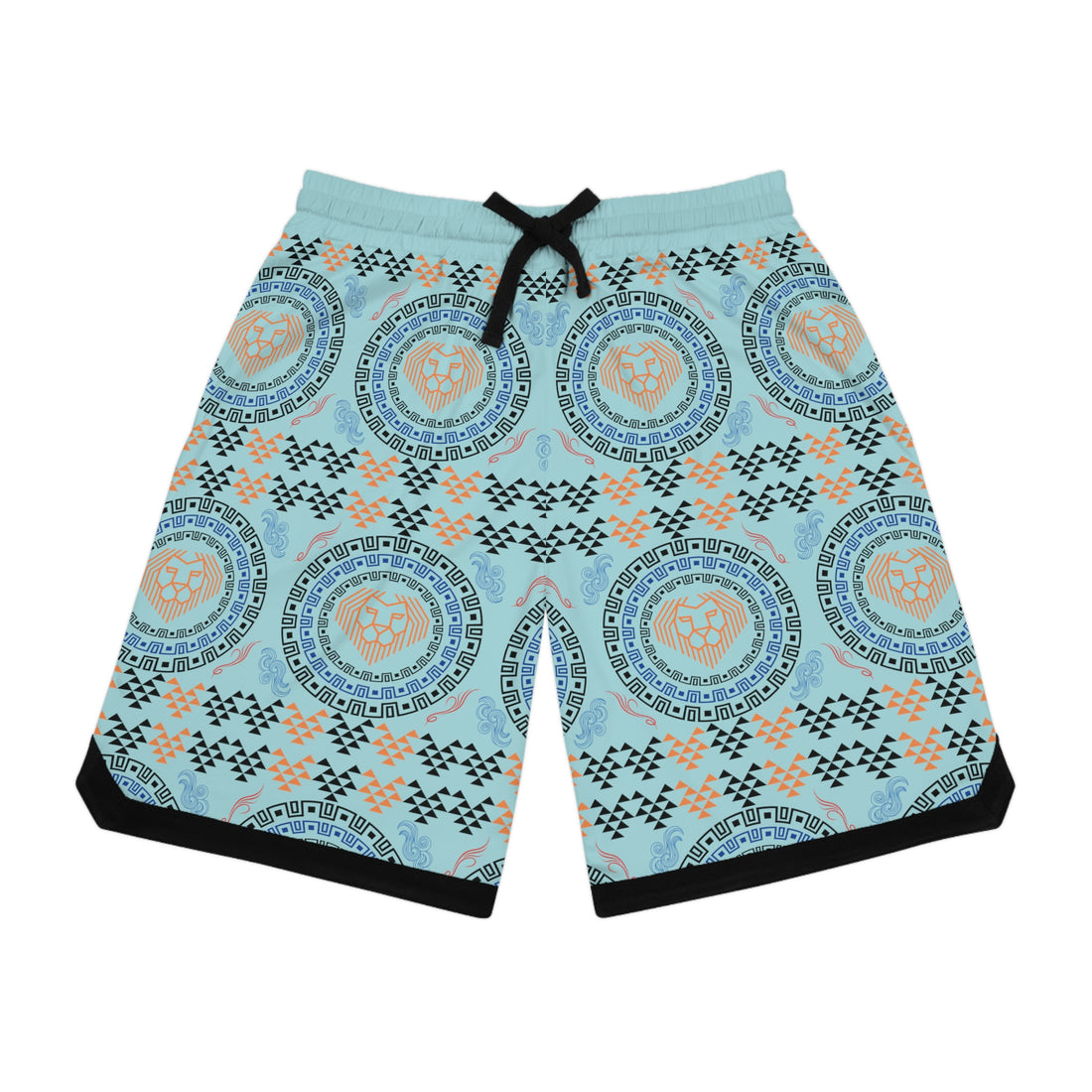 Icy Blue Lion Head Basketball Rib Shorts (AOP)