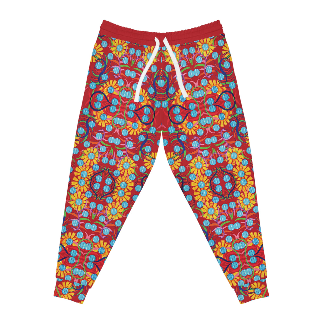 Deep Red AOP Sunflower Print Joggers