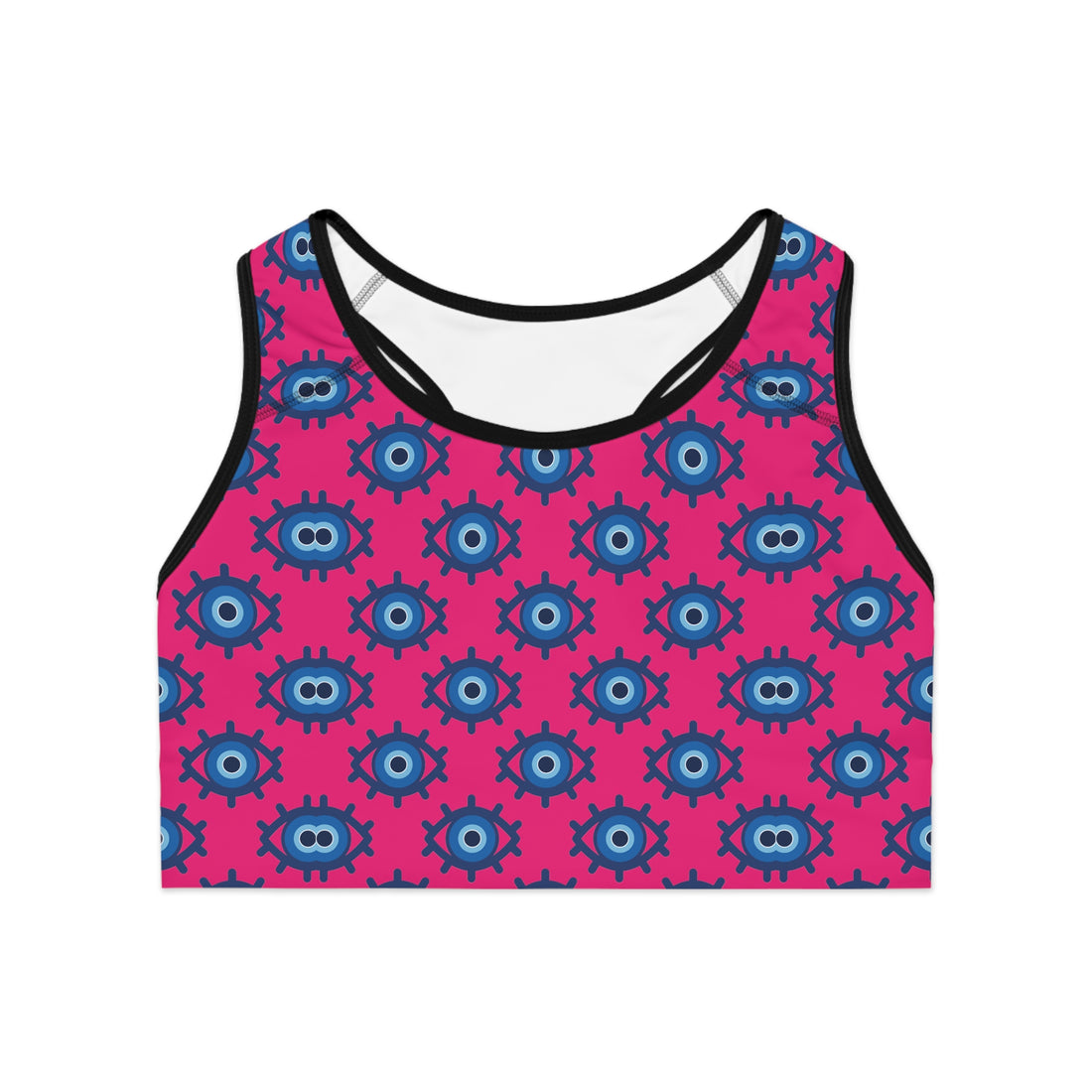 Hot Pink Evil Eye (AOP) Sports Bra