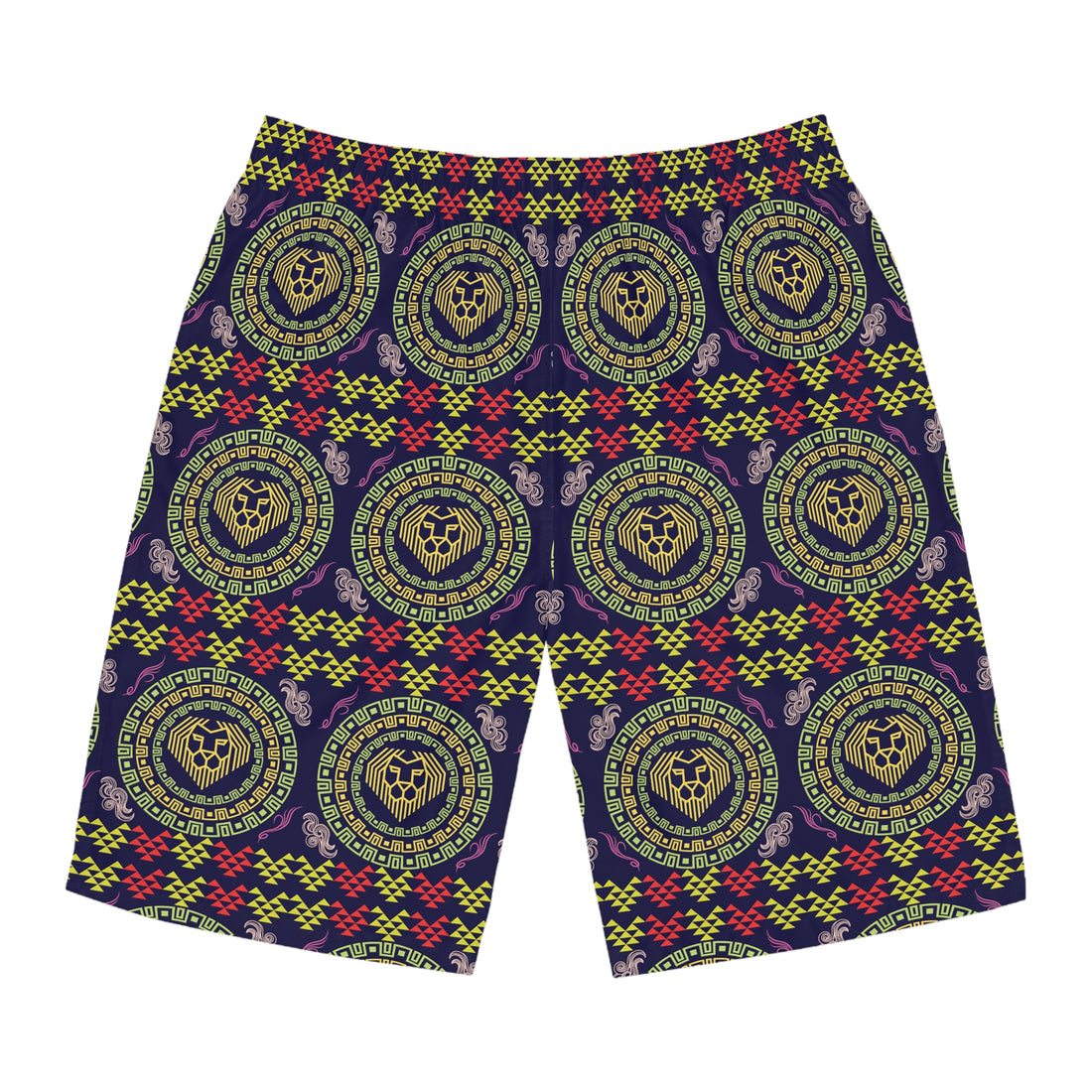 Ink Geo Lion Head Men's Board Shorts (AOP)