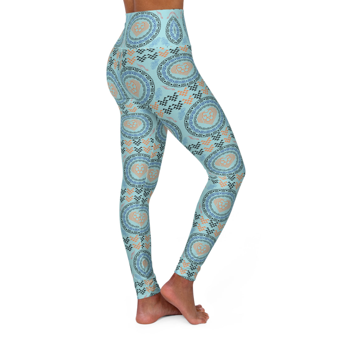 Icy Blue Lion Head Yoga Leggings