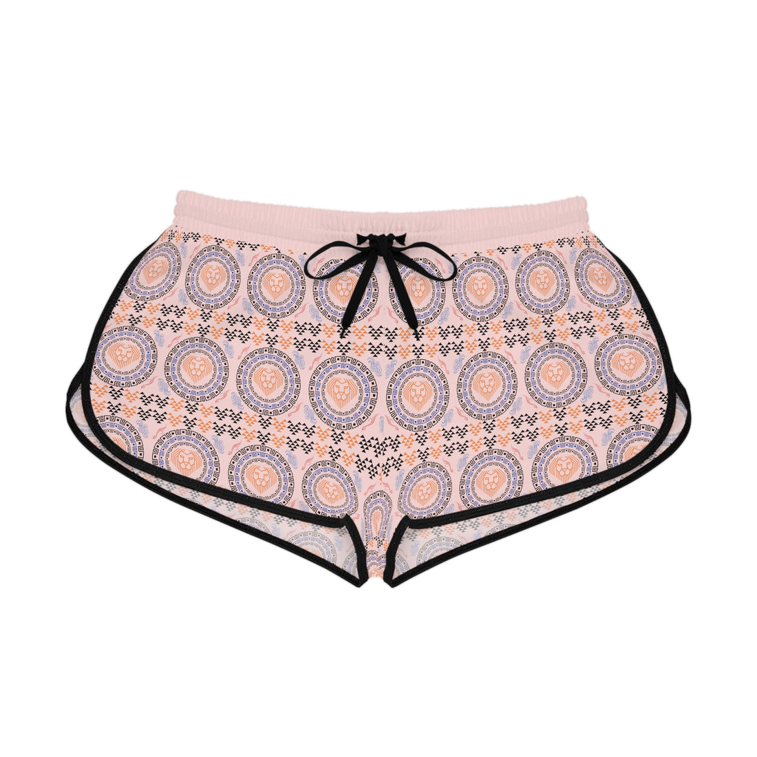 Pale Pink Geo Lion Head Relaxed Gym Shorts