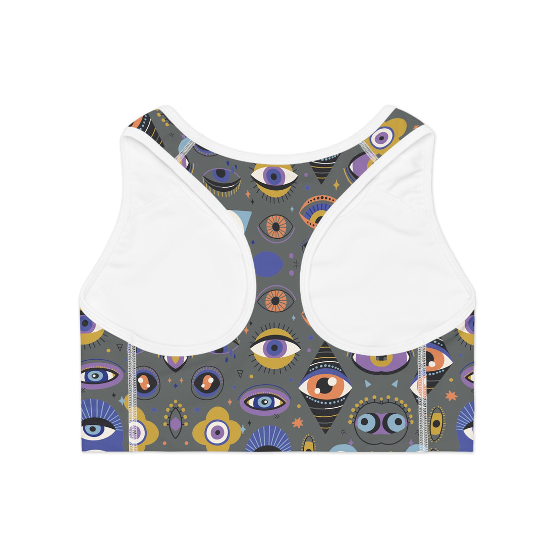 Ash Abstract Evil Eye Racerback (AOP) Sports Bra