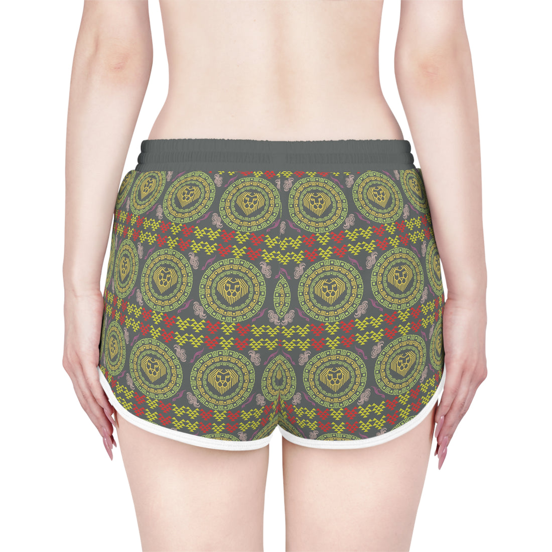 Ash Geo Lion Head Relaxed Gym Shorts