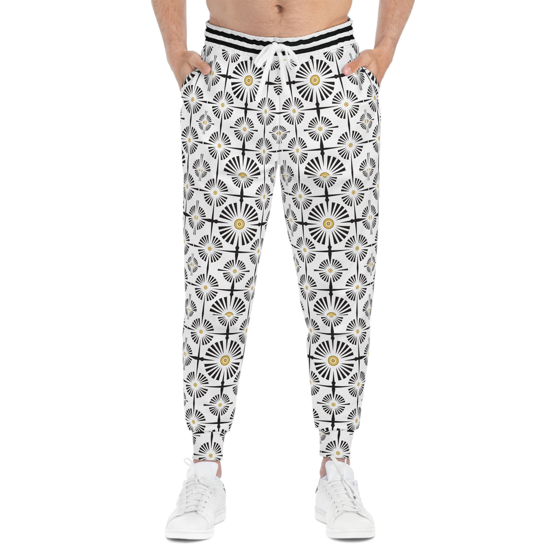 White Wheels & Spokes Print Unisex Joggers
