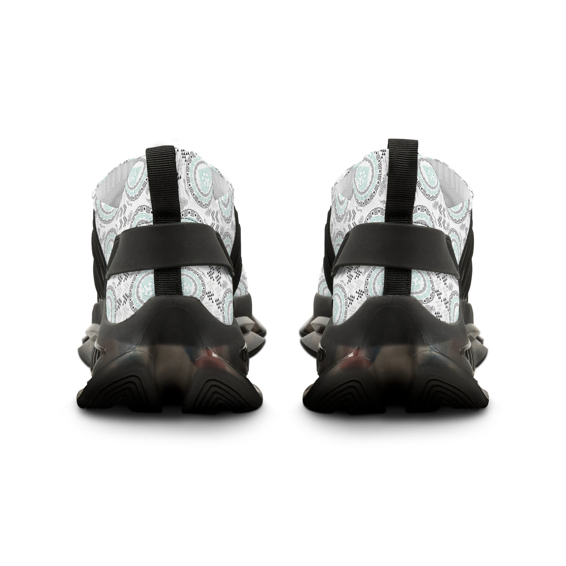 White Geo Lion Head Men's Mesh Knit Sneakers