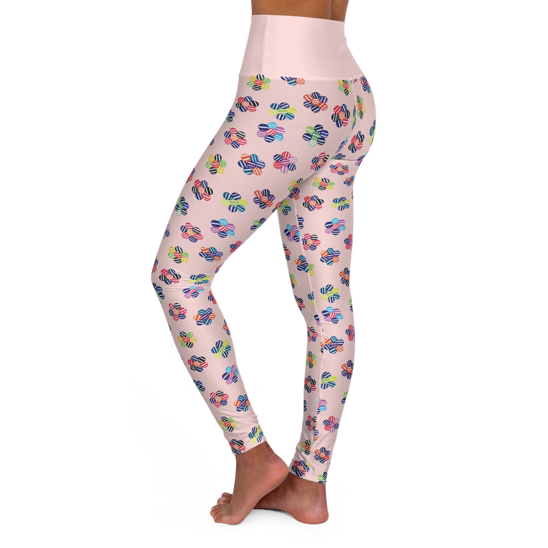 Pale Pink Candy Florals Yoga Leggings