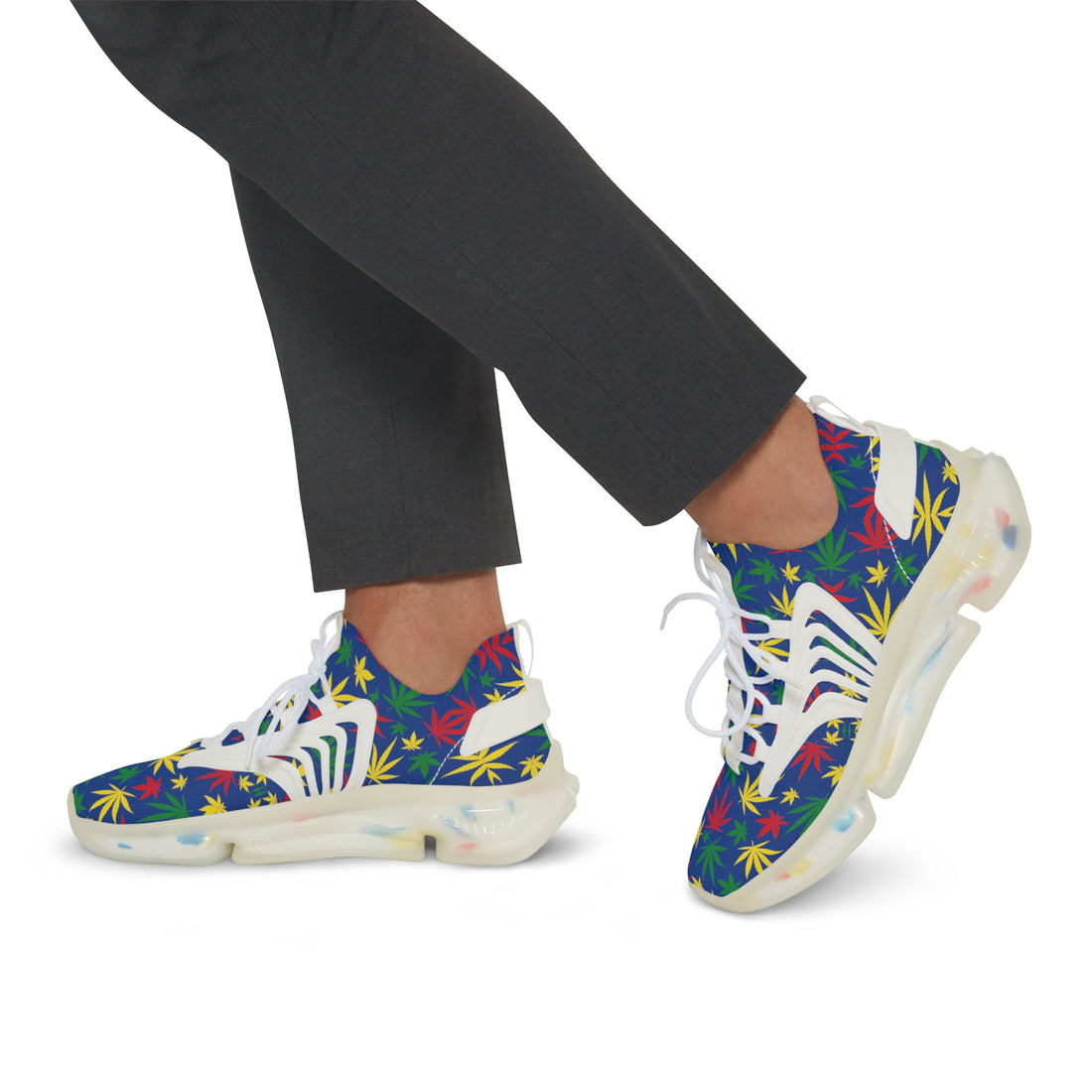Blue Tropical Rasta Toned Men's Mesh Knit Sneakers