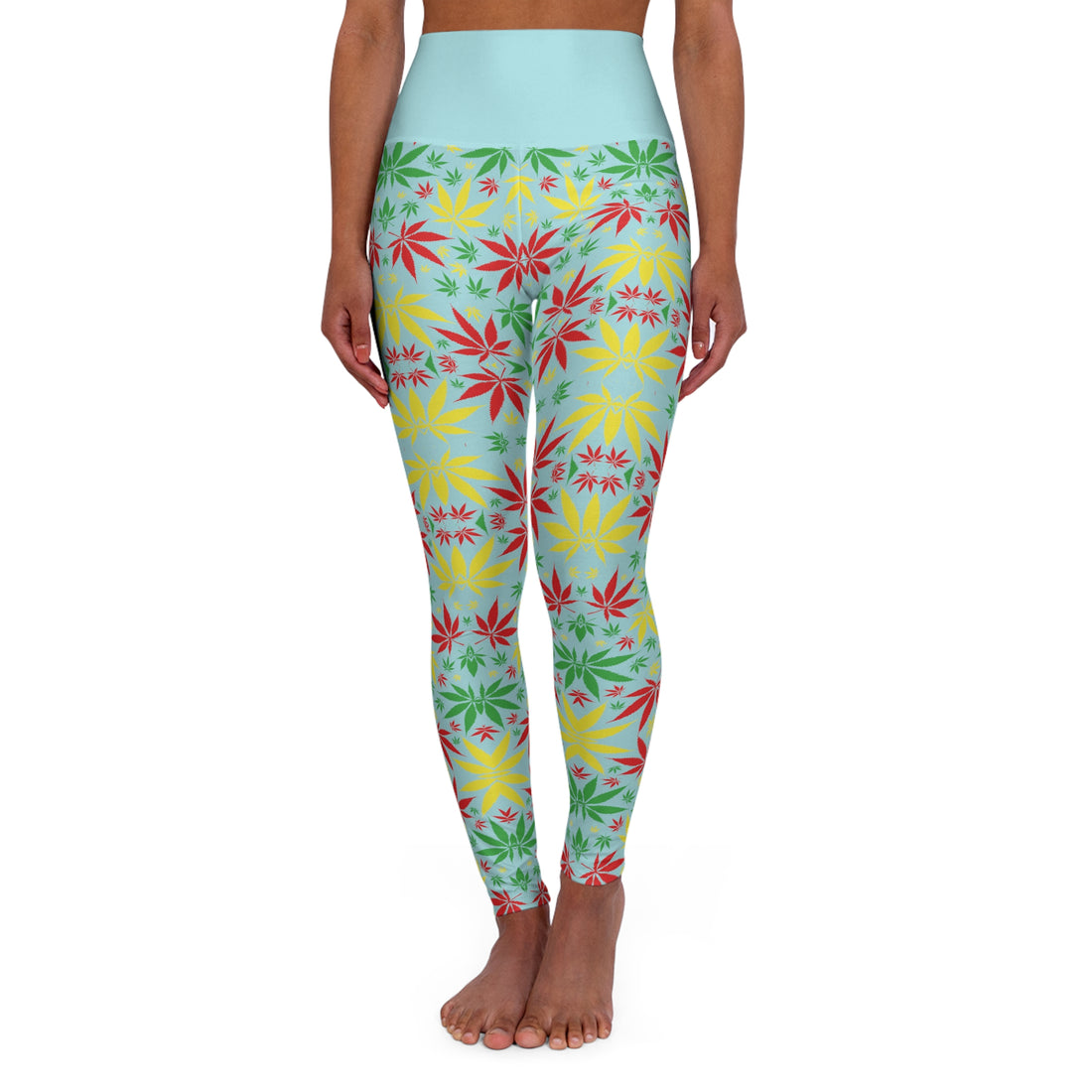 Icy Blue Tropical Rasta Toned Yoga Leggings