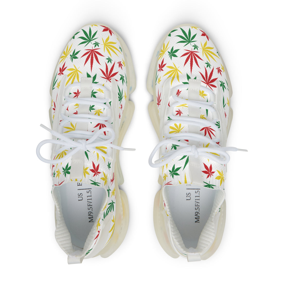 White Tropical Rasta Toned Men's Mesh Knit Sneakers