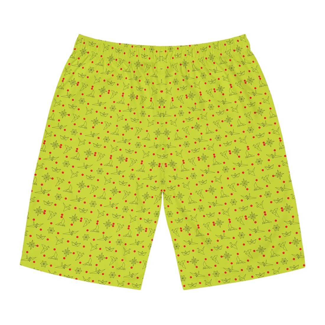 Lime Origami Men's Board Shorts (AOP)