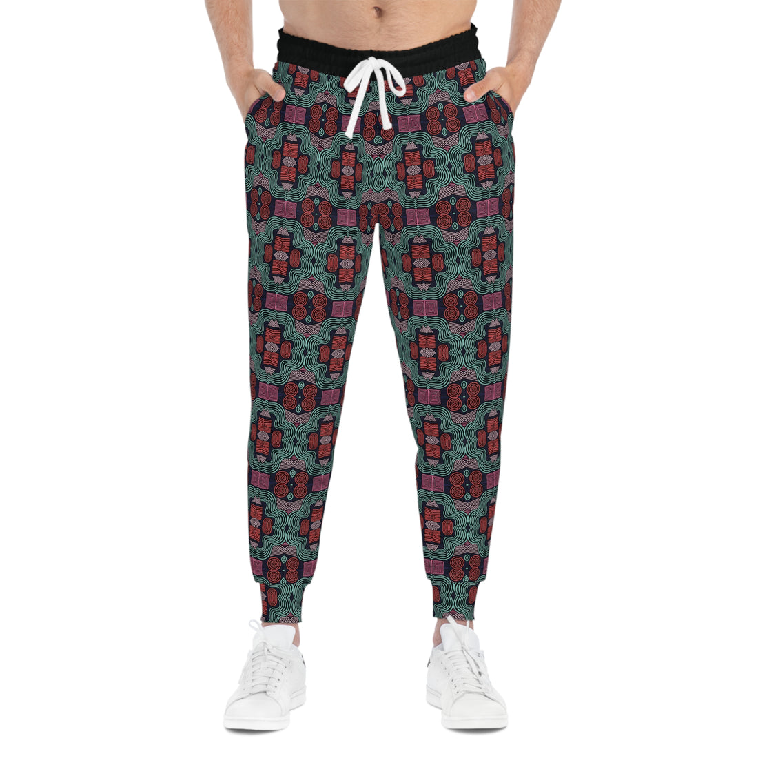 Black Geometric Print Unisex Joggers