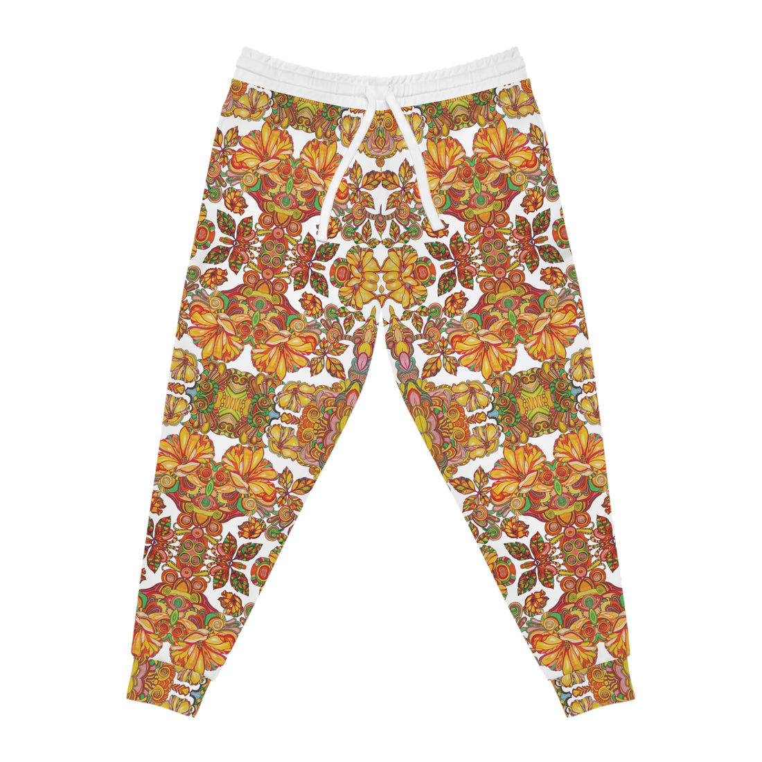 White AOP Artsy Floral Joggers