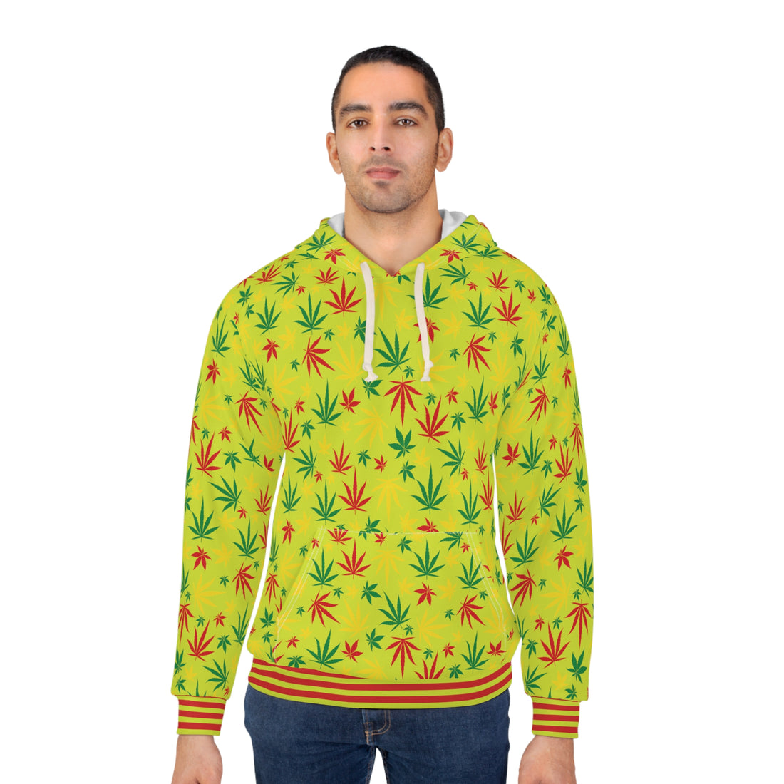 Lime Tropical Rasta Toned Pullover Hoodie