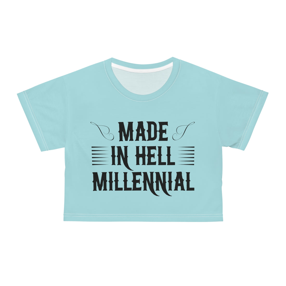 Icy Blue Millennial AOP Crop Tee