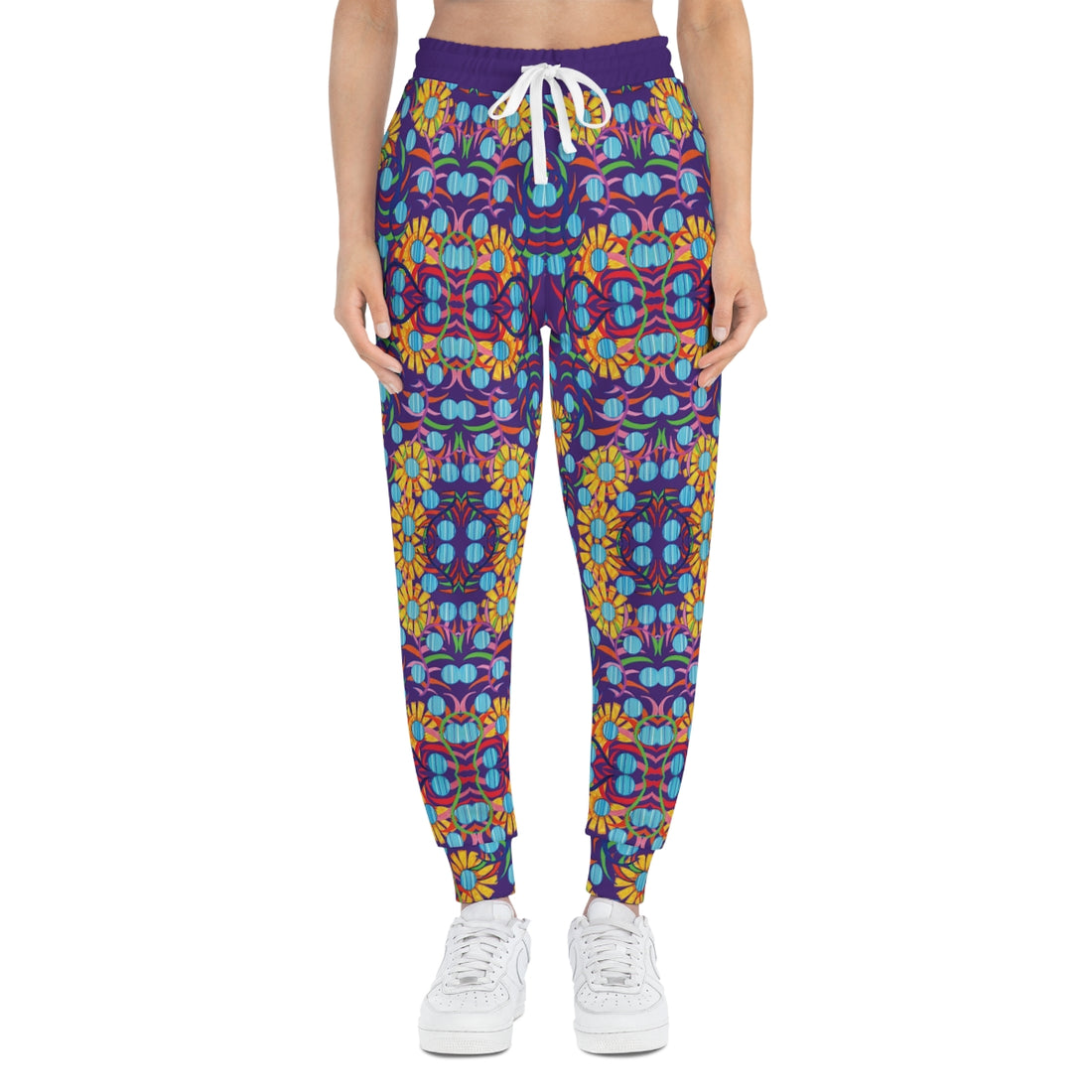 Purple AOP Sunflower Print Joggers
