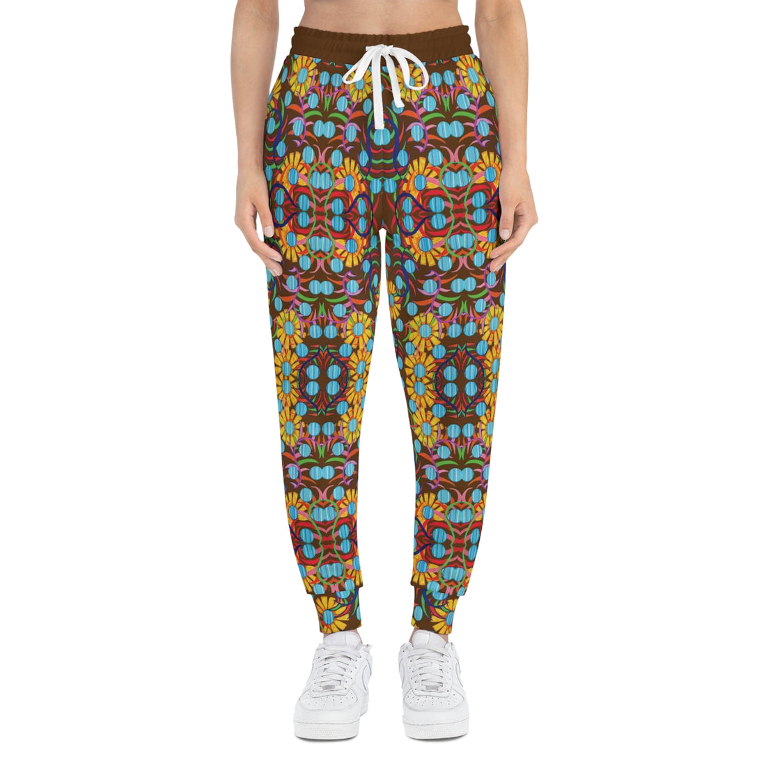 Brown AOP Sunflower Print Joggers