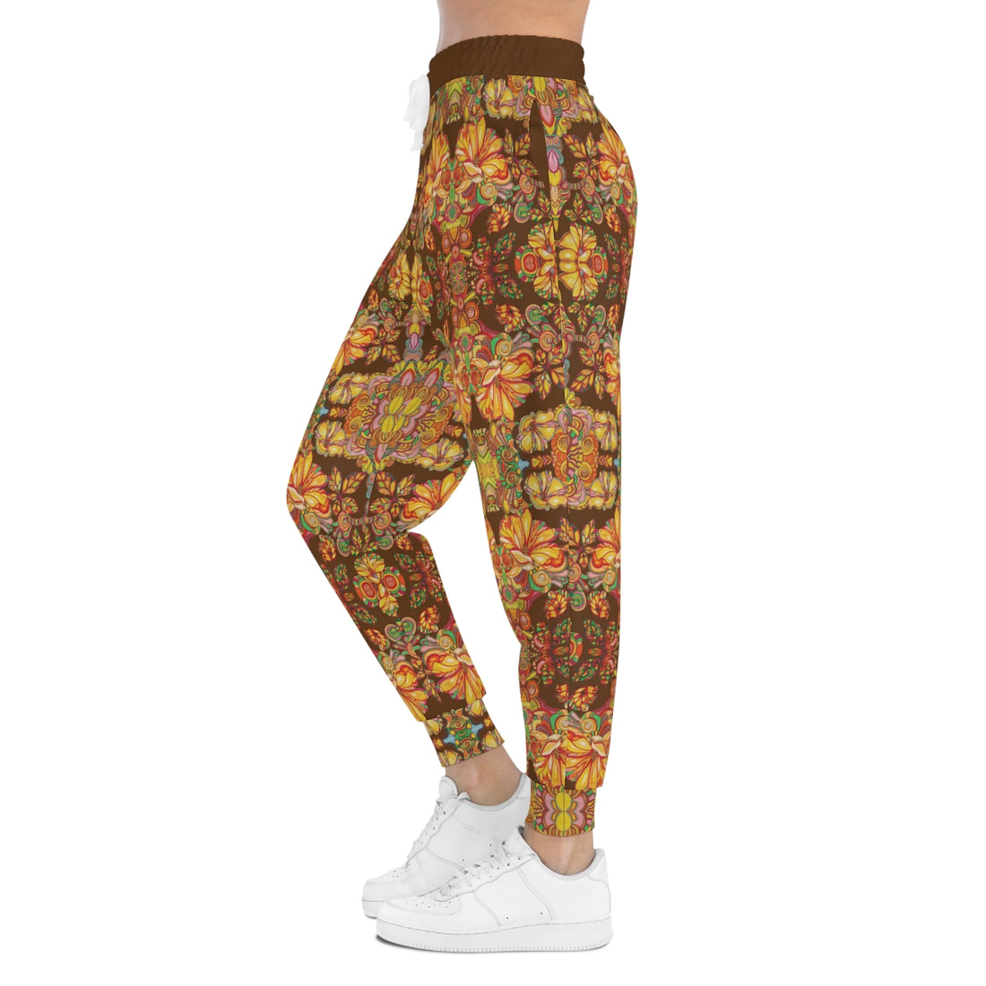 Brown AOP Artsy Floral Joggers