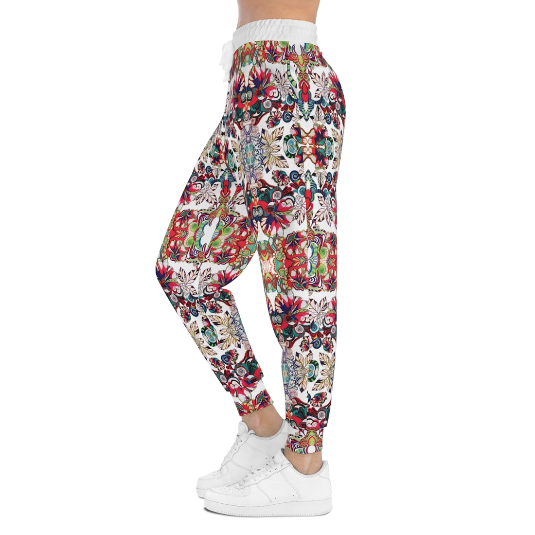 White Graphic Floral Pop AOP Joggers