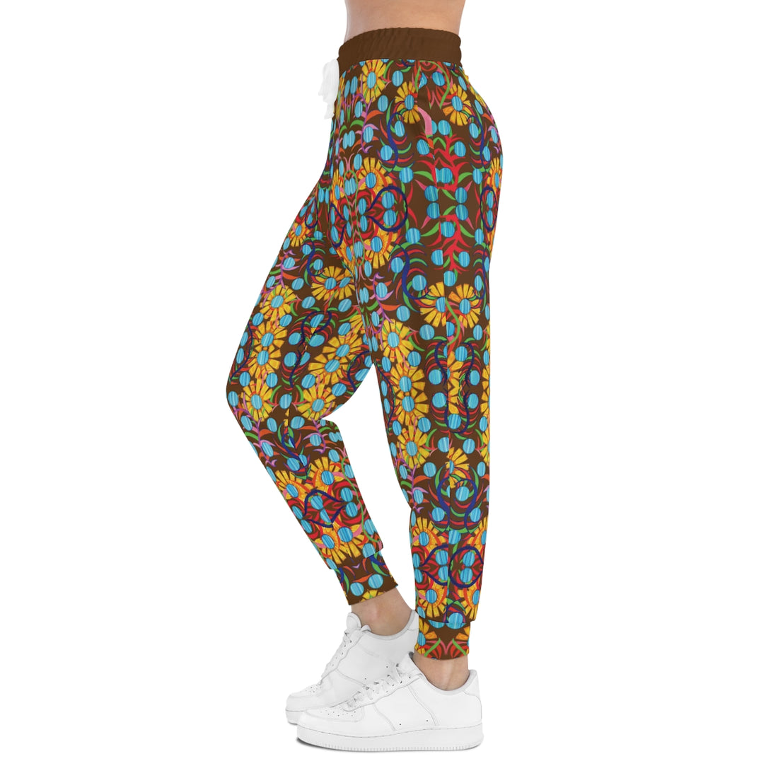 Brown AOP Sunflower Print Joggers