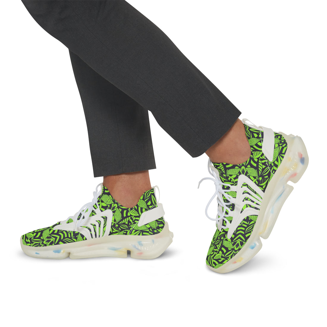 Lime Green Tropical Minimalist OTT Men's Mesh Knit Sneakers