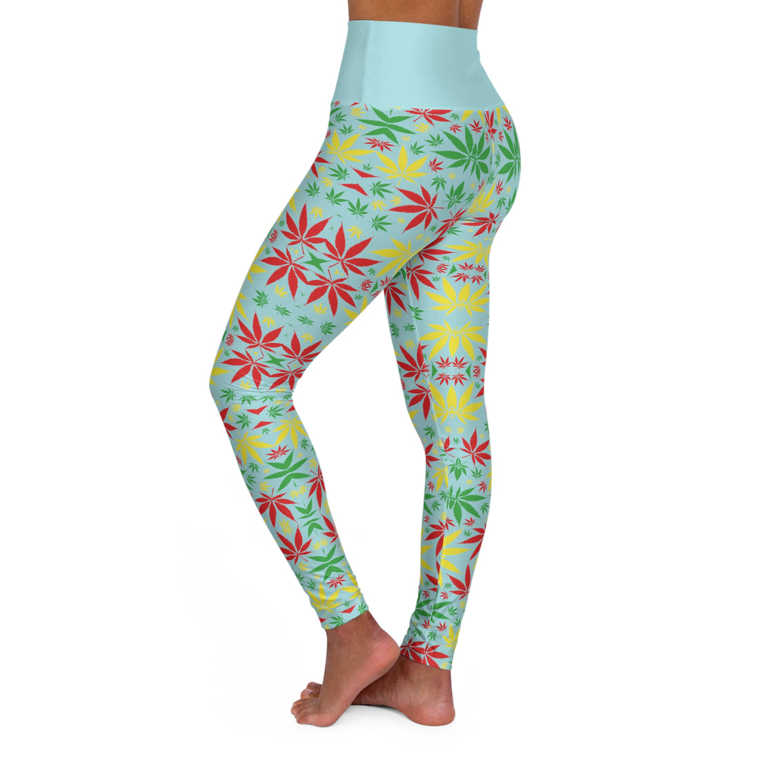 Icy Blue Tropical Rasta Toned Yoga Leggings