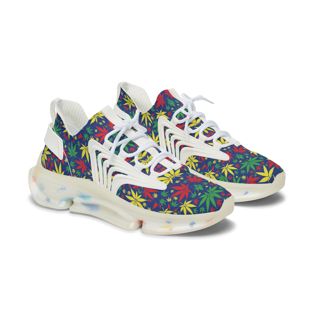 Blue Tropical Rasta Toned Women's Mesh Knit Sneakers