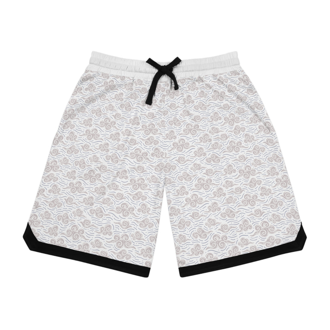 White Oriental Clouds Basketball Rib Shorts (AOP)