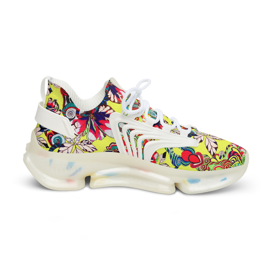 Canary Floral Pop OTT Men's Mesh Knit Sneakers