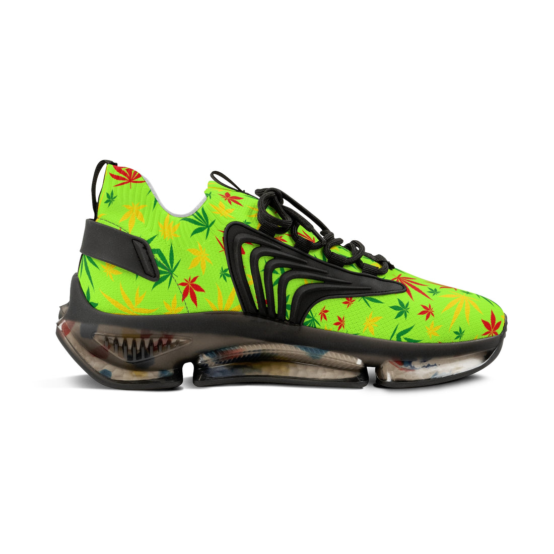 Lime Tropical Rasta Toned Men's Mesh Knit Sneakers