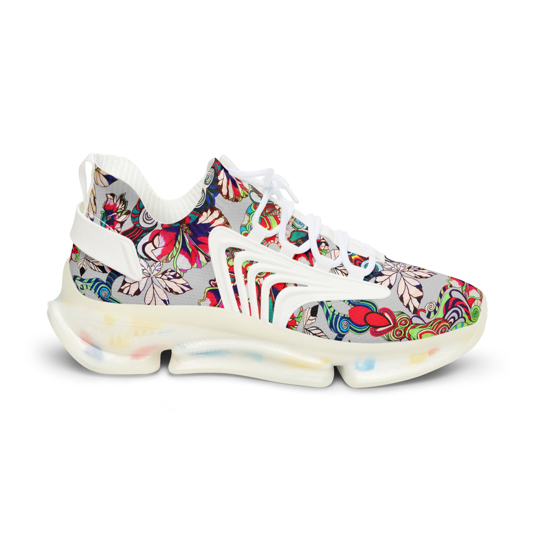 Slate Floral Pop OTT Men's Mesh Knit Sneakers