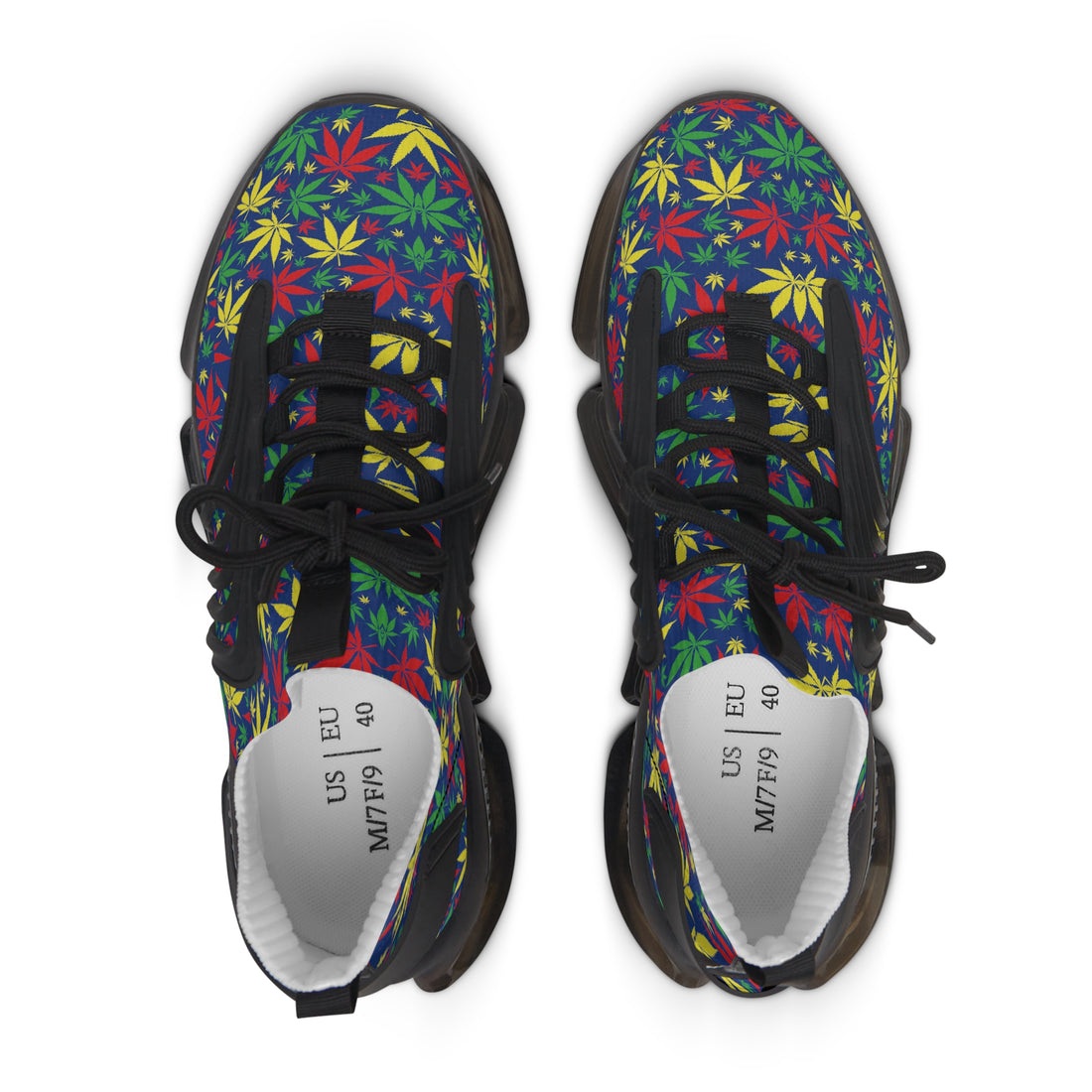 Blue Tropical Rasta Toned Women's Mesh Knit Sneakers