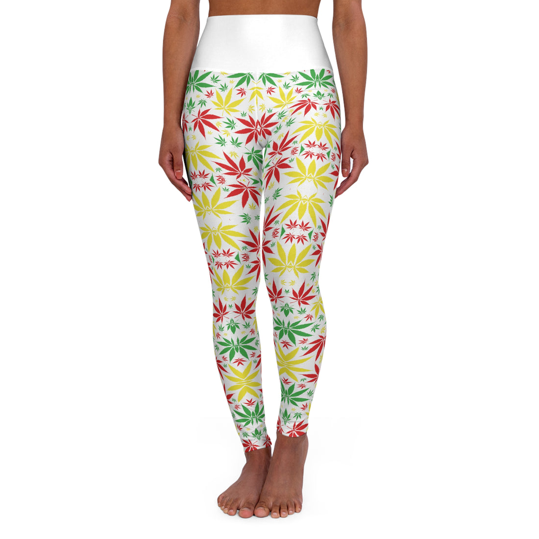 White Tropical Rasta Toned Yoga Leggings