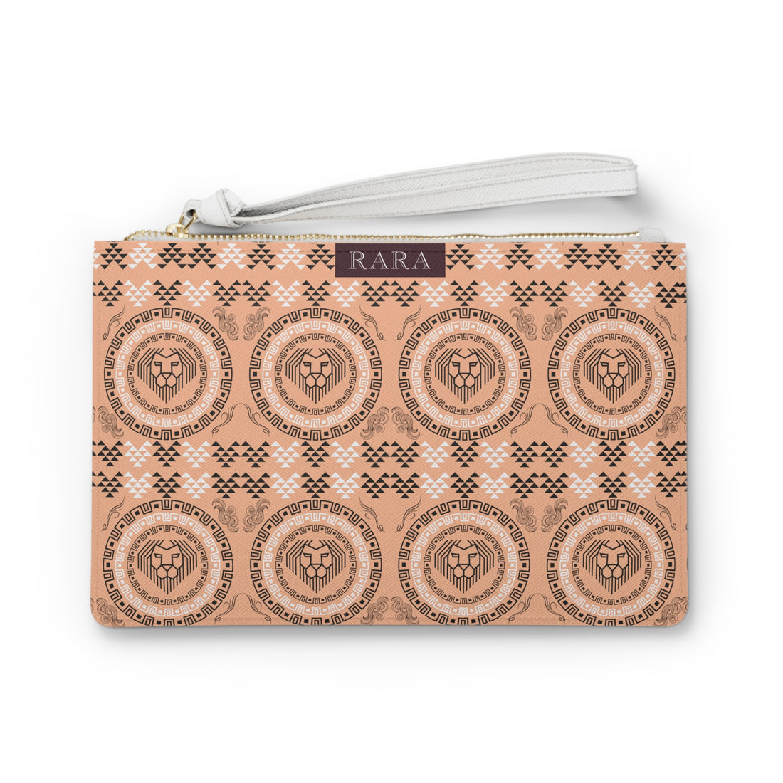 Peach Geo Lion Head Clutch Bag