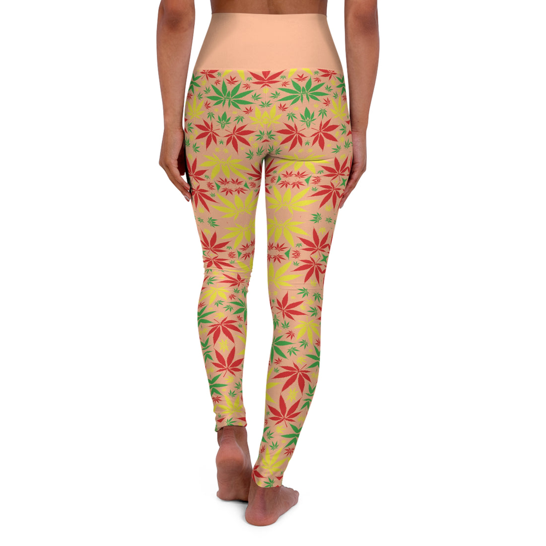 Peach Fuzz Tropical Rasta Toned Yoga Leggings