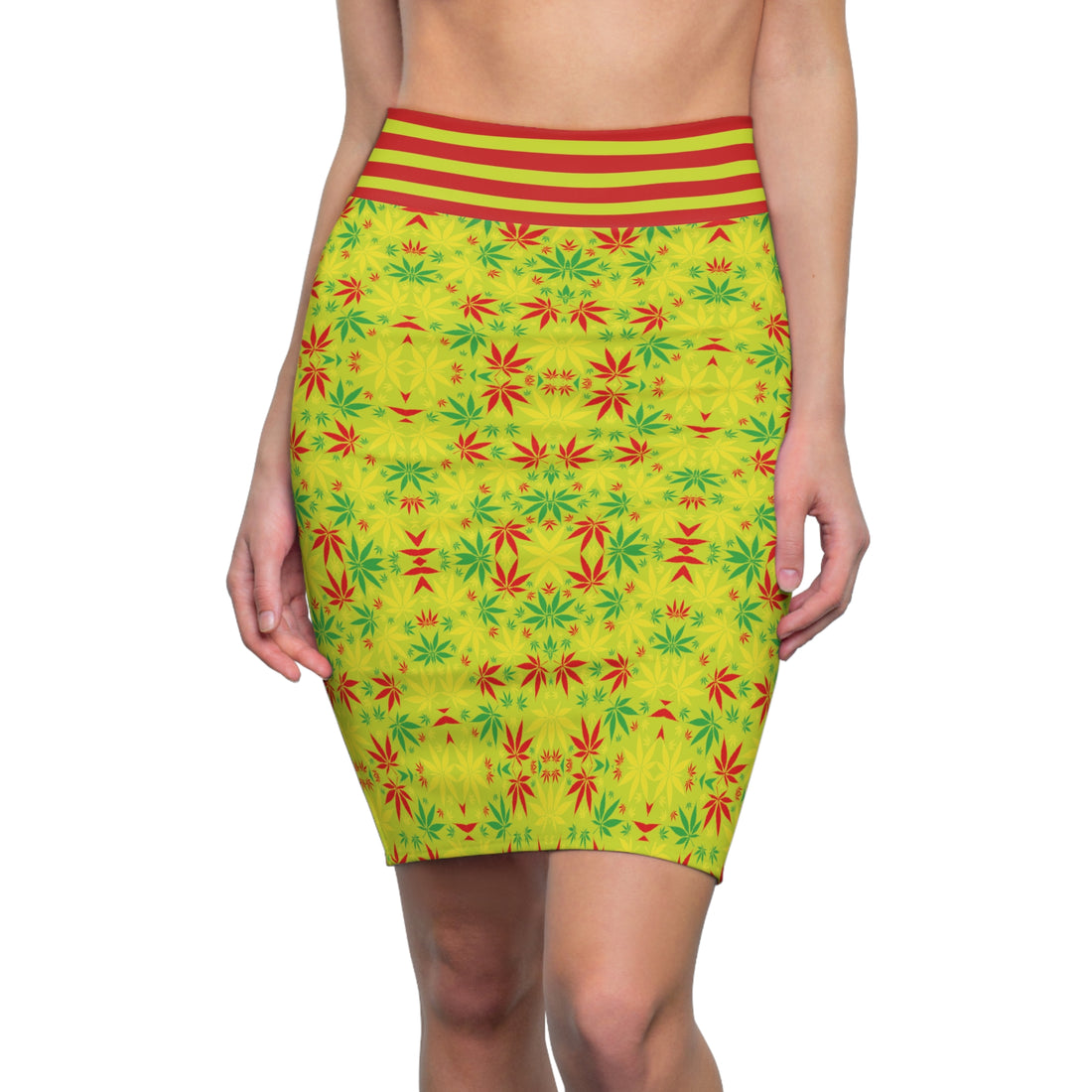 Lime Tropical Rasta Toned Pencil Skirt