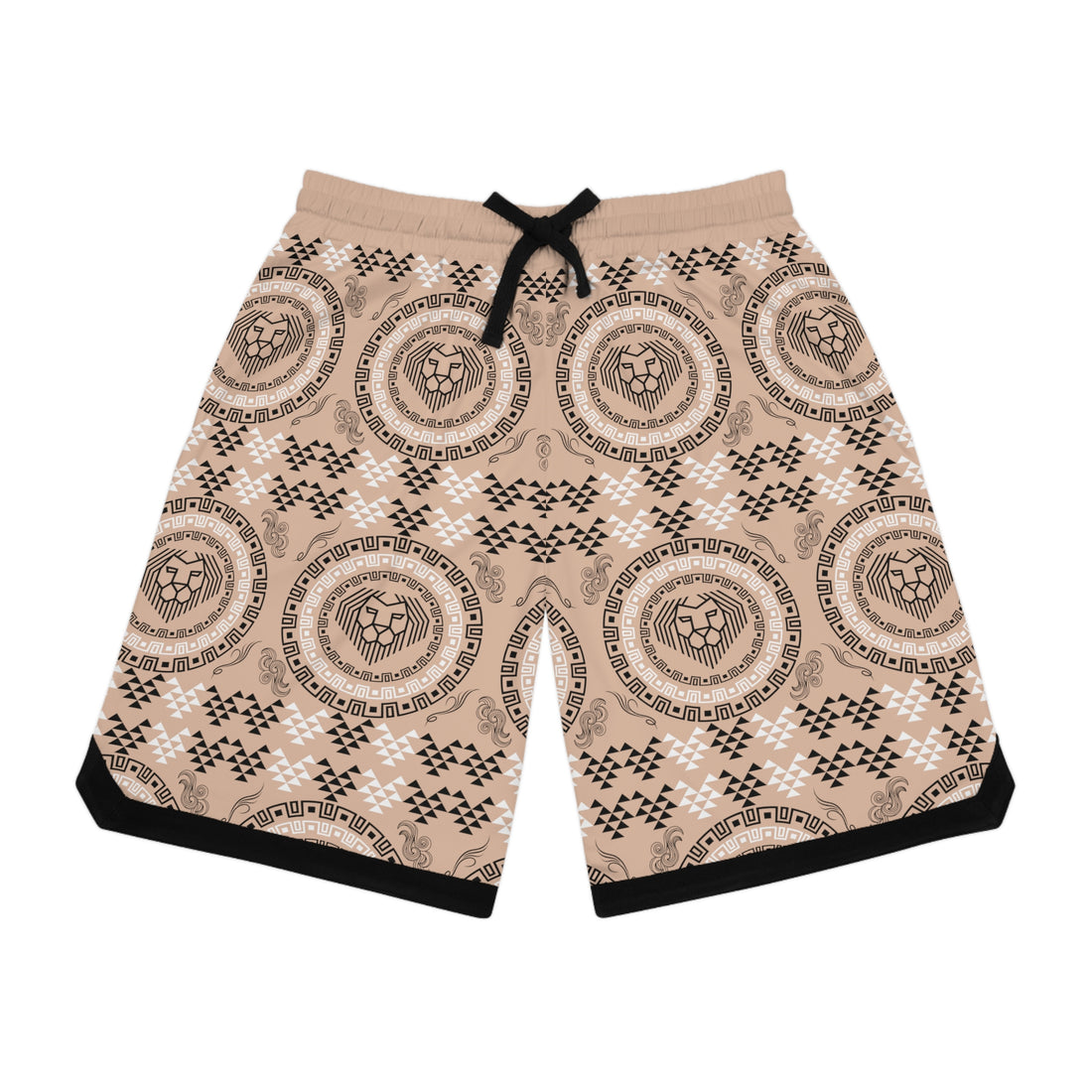 Nude Lion Head Basketball Rib Shorts (AOP)
