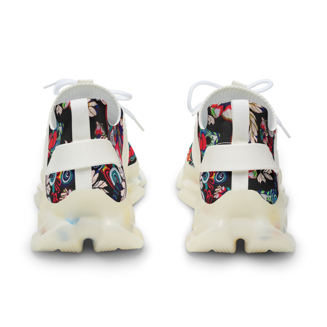 Black Floral Pop OTT Men's Mesh Knit Sneakers