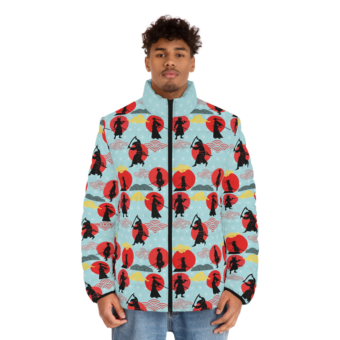 Icy Blue Samurai Men's Puffer Jacket