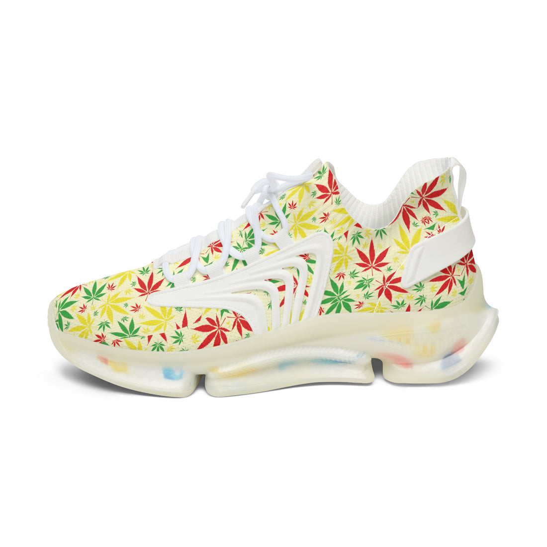 Cream Tropical Rasta Toned Women's Mesh Knit Sneakers