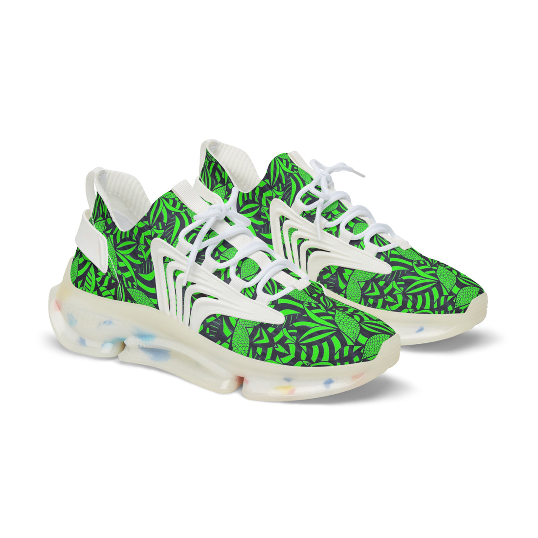 Neon Green Tropical Minimalist OTT Men's Mesh Knit Sneakers