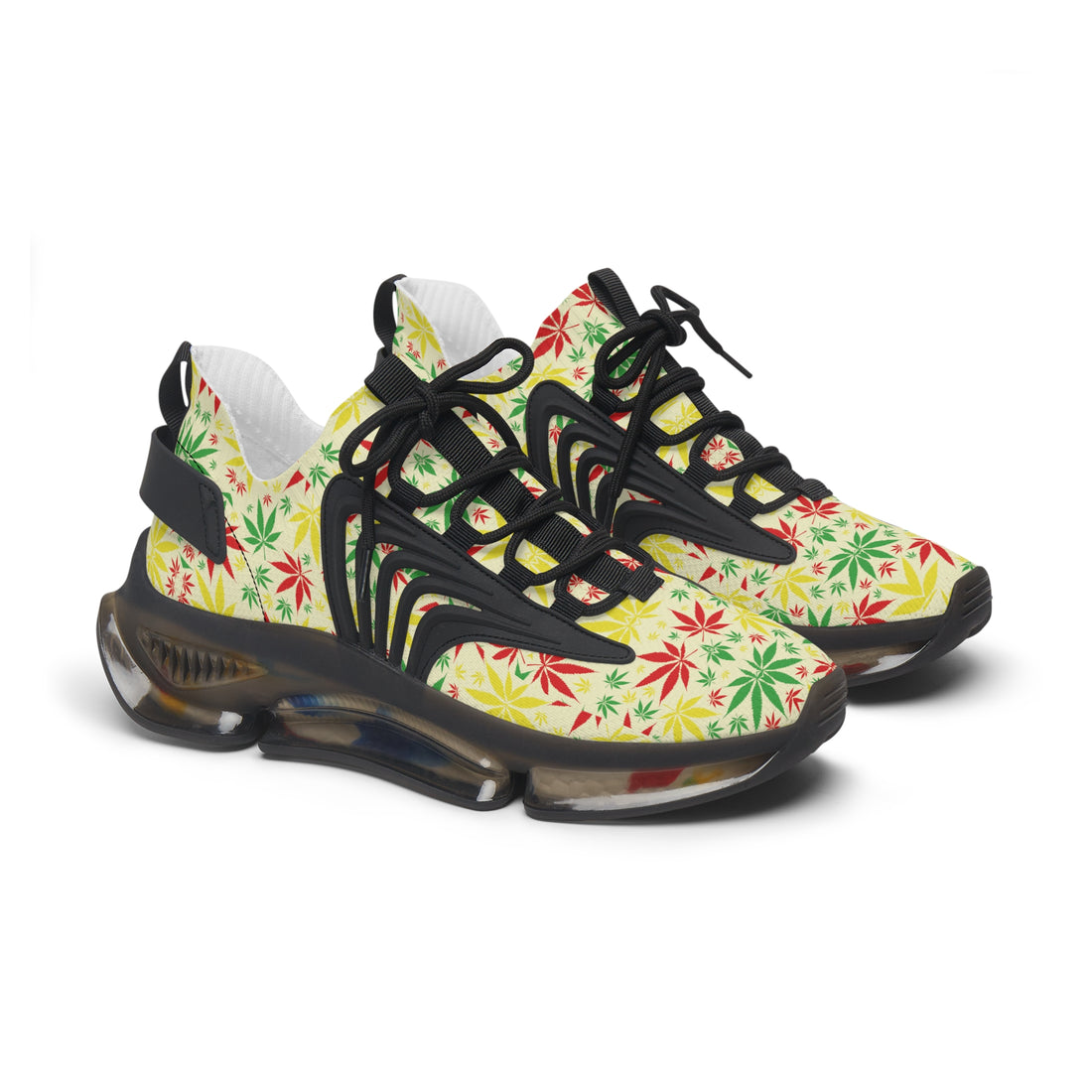 Cream Tropical Rasta Toned Women's Mesh Knit Sneakers