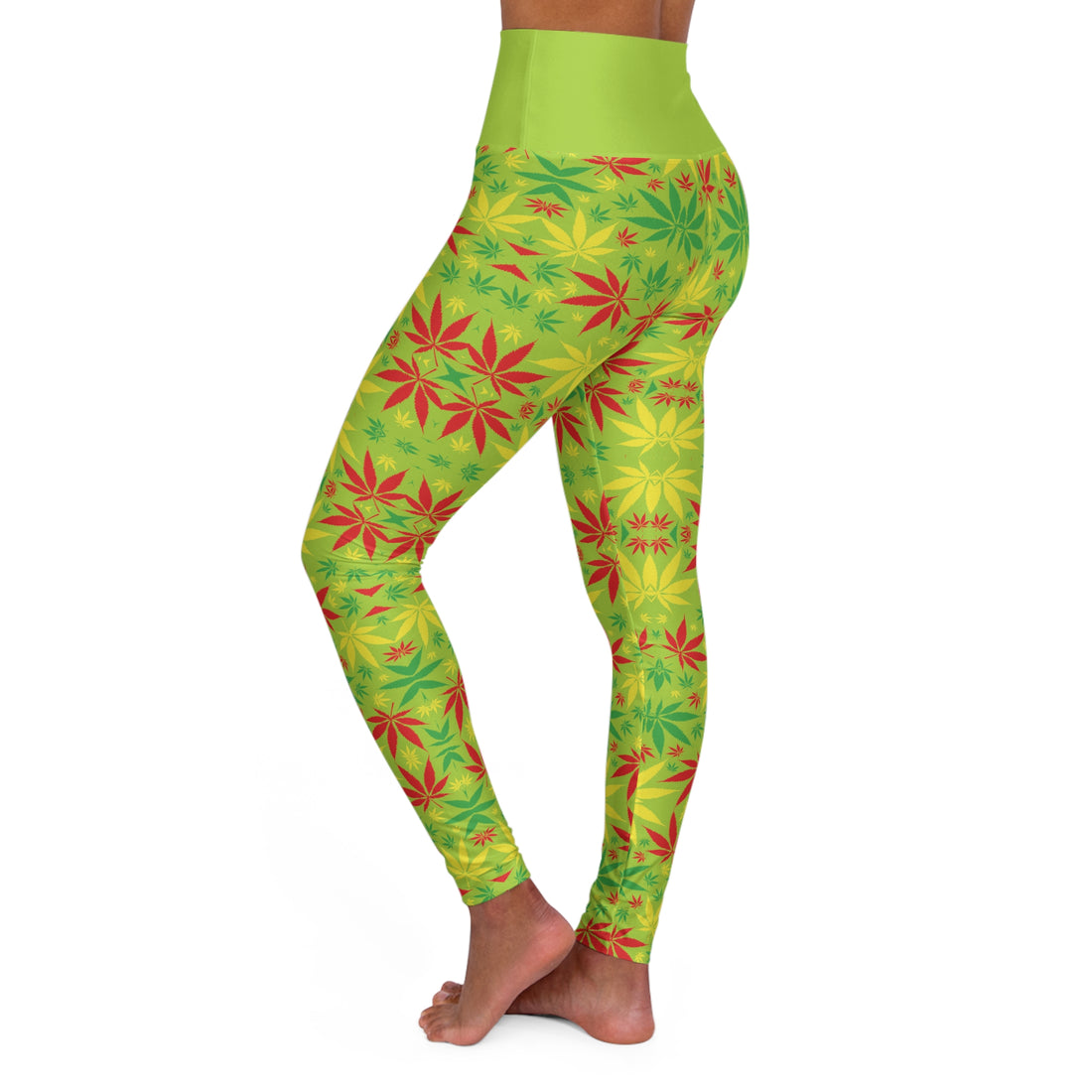Lime Tropical Rasta Toned Yoga Leggings