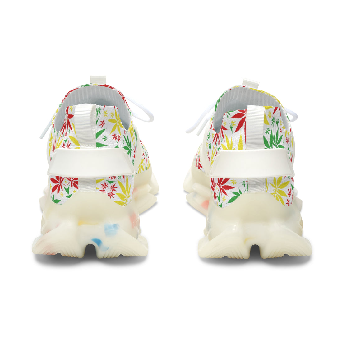 White Tropical Rasta Toned Women's Mesh Knit Sneakers