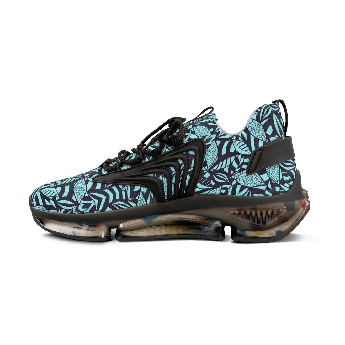 Icy Blue Tropical Minimalist OTT Men's Mesh Knit Sneakers